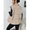 Zeagoo Women Puffer Vest Lightweight Stand Collar Sleeveless Winter Warm Zip Up Padded Outerwear Jackets with Pockets S-XXL(Beige)