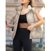 Zeagoo Women Puffer Vest Lightweight Stand Collar Sleeveless Winter Warm Zip Up Padded Outerwear Jackets with Pockets S-XXL(Beige)