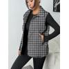 Zeagoo Women Puffer Vest Lightweight Stand Collar Sleeveless Winter Warm Zip Up Padded Outerwear Jackets with Pockets S-XXL(Black White Plaid)