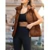 Zeagoo Women Puffer Vest Lightweight Stand Collar Sleeveless Winter Warm Zip Up Padded Outerwear Jackets with Pockets S-XXL(Brown)