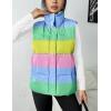 Zeagoo Women Puffer Vest Lightweight Stand Collar Sleeveless Winter Warm Zip Up Padded Outerwear Jackets with Pockets S-XXL(Green Yellow Pink Blue Stripe)