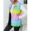 Zeagoo Women Puffer Vest Lightweight Stand Collar Sleeveless Winter Warm Zip Up Padded Outerwear Jackets with Pockets S-XXL(Green Yellow Pink Blue Stripe)