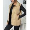 Zeagoo Women Puffer Vest Lightweight Stand Collar Sleeveless Winter Warm Zip Up Padded Outerwear Jackets with Pockets S-XXL(Khaki)