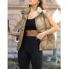 Zeagoo Women Puffer Vest Lightweight Stand Collar Sleeveless Winter Warm Zip Up Padded Outerwear Jackets with Pockets S-XXL(Khaki)