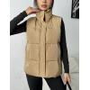 Zeagoo Women Puffer Vest Lightweight Stand Collar Sleeveless Winter Warm Zip Up Padded Outerwear Jackets with Pockets S-XXL(Khaki)