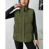 Zeagoo Women Puffer Vest Lightweight Stand Collar Sleeveless Winter Warm Zip Up Padded Outerwear Jackets with Pockets S-XXL(Olive)