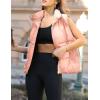 Zeagoo Women Puffer Vest Lightweight Stand Collar Sleeveless Winter Warm Zip Up Padded Outerwear Jackets with Pockets S-XXL(Pink)