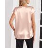 Zeagoo Women Silk Satin Tops Cap Short Sleeve Blouse V Neck Shirts Business Casual Outfits S-2XL(Champagne)