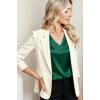 Zeagoo Women Silk Satin Tops Cap Short Sleeve Blouse V Neck Shirts Business Casual Outfits S-2XL(Green)