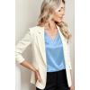 Zeagoo Women Silk Satin Tops Cap Short Sleeve Blouse V Neck Shirts Business Casual Outfits S-2XL(Light Blue)