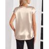 Zeagoo Women Silk Satin Tops Cap Short Sleeve Blouse V Neck Shirts Business Casual Outfits S-2XL(Light Grey)