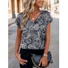 Zeagoo Women Silk Satin Tops Cap Short Sleeve Blouse V Neck Shirts Business Casual Outfits S-2XL(Mz473)