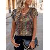 Zeagoo Women Silk Satin Tops Cap Short Sleeve Blouse V Neck Shirts Business Casual Outfits S-2XL(Mz721)
