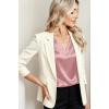 Zeagoo Women Silk Satin Tops Cap Short Sleeve Blouse V Neck Shirts Business Casual Outfits S-2XL(Pink)