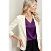Zeagoo Women Silk Satin Tops Cap Short Sleeve Blouse V Neck Shirts Business Casual Outfits S-2XL(Purple)