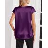Zeagoo Women Silk Satin Tops Cap Short Sleeve Blouse V Neck Shirts Business Casual Outfits S-2XL(Purple)