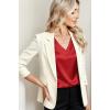 Zeagoo Women Silk Satin Tops Cap Short Sleeve Blouse V Neck Shirts Business Casual Outfits S-2XL(Red)