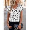 Zeagoo Women Silk Satin Tops Cap Short Sleeve Blouse V Neck Shirts Business Casual Outfits S-2XL(Sf291)