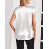 Zeagoo Women Silk Satin Tops Cap Short Sleeve Blouse V Neck Shirts Business Casual Outfits S-2XL(White)