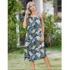 Zeagoo Women Summer Midi Dress 2026 Sleeveless Casual Beach Sundress Button Down Loose Spring Tank Dresses with Pockets(Blue Leaves)