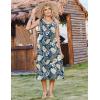 Zeagoo Women Summer Midi Dress 2026 Sleeveless Casual Beach Sundress Button Down Loose Spring Tank Dresses with Pockets(Blue Leaves)