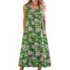 Zeagoo Women Summer Midi Dress 2026 Sleeveless Casual Beach Sundress Button Down Loose Spring Tank Dresses with Pockets(Green Pink)