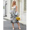 Zeagoo Women Summer Midi Dress 2026 Sleeveless Casual Beach Sundress Button Down Loose Spring Tank Dresses with Pockets(Marble Flowers)