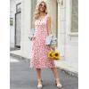 Zeagoo Women Summer Midi Dress 2026 Sleeveless Casual Beach Sundress Button Down Loose Spring Tank Dresses with Pockets(Pink White)