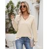 Zeagoo Women’s 2026 Fall V Neck Sweater Casual Long Sleeve Lightweight Ribbed Knit Pullover Sweaters Dressy Casual Tops(Apricot)