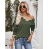 Zeagoo Women’s 2026 Fall V Neck Sweater Casual Long Sleeve Lightweight Ribbed Knit Pullover Sweaters Dressy Casual Tops(Army Green)