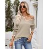 Zeagoo Women’s 2026 Fall V Neck Sweater Casual Long Sleeve Lightweight Ribbed Knit Pullover Sweaters Dressy Casual Tops(Beige)