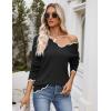 Zeagoo Women’s 2026 Fall V Neck Sweater Casual Long Sleeve Lightweight Ribbed Knit Pullover Sweaters Dressy Casual Tops(Black)