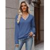 Zeagoo Women’s 2026 Fall V Neck Sweater Casual Long Sleeve Lightweight Ribbed Knit Pullover Sweaters Dressy Casual Tops(Blue)
