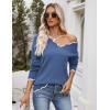 Zeagoo Women’s 2026 Fall V Neck Sweater Casual Long Sleeve Lightweight Ribbed Knit Pullover Sweaters Dressy Casual Tops(Blue)