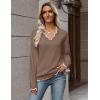 Zeagoo Women’s 2026 Fall V Neck Sweater Casual Long Sleeve Lightweight Ribbed Knit Pullover Sweaters Dressy Casual Tops(Brown)