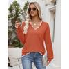 Zeagoo Women’s 2026 Fall V Neck Sweater Casual Long Sleeve Lightweight Ribbed Knit Pullover Sweaters Dressy Casual Tops(Caramel)