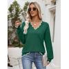 Zeagoo Women’s 2026 Fall V Neck Sweater Casual Long Sleeve Lightweight Ribbed Knit Pullover Sweaters Dressy Casual Tops(Dark Green)