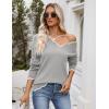 Zeagoo Women’s 2026 Fall V Neck Sweater Casual Long Sleeve Lightweight Ribbed Knit Pullover Sweaters Dressy Casual Tops(Grey)