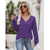 Zeagoo Women’s 2026 Fall V Neck Sweater Casual Long Sleeve Lightweight Ribbed Knit Pullover Sweaters Dressy Casual Tops(Purple)