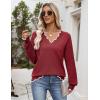 Zeagoo Women’s 2026 Fall V Neck Sweater Casual Long Sleeve Lightweight Ribbed Knit Pullover Sweaters Dressy Casual Tops(Wine Red)