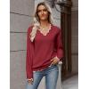 Zeagoo Women’s 2026 Fall V Neck Sweater Casual Long Sleeve Lightweight Ribbed Knit Pullover Sweaters Dressy Casual Tops(Wine Red)
