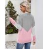 Zeagoo Women’s 2026 Fall V Neck Sweater Casual Long Sleeve Lightweight Ribbed Knit Pullover Sweaters Dressy Casual Tops(Y- Grey & Pink)