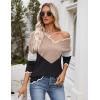 Zeagoo Women’s 2026 Fall V Neck Sweater Casual Long Sleeve Lightweight Ribbed Knit Pullover Sweaters Dressy Casual Tops(Y- Khaki & Black)