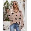 Zeagoo Women’s 2026 Fall V Neck Sweater Casual Long Sleeve Lightweight Ribbed Knit Pullover Sweaters Dressy Casual Tops(Z – Bow Khaki)