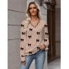 Zeagoo Women’s 2026 Fall V Neck Sweater Casual Long Sleeve Lightweight Ribbed Knit Pullover Sweaters Dressy Casual Tops(Z – Bow Khaki)