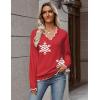 Zeagoo Women’s 2026 Fall V Neck Sweater Casual Long Sleeve Lightweight Ribbed Knit Pullover Sweaters Dressy Casual Tops(Z – Snowflakes)