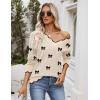 Zeagoo Women’s 2026 Fall V Neck Sweater Casual Long Sleeve Lightweight Ribbed Knit Pullover Sweaters Dressy Casual Tops(Z- Bow Black)