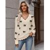 Zeagoo Women’s 2026 Fall V Neck Sweater Casual Long Sleeve Lightweight Ribbed Knit Pullover Sweaters Dressy Casual Tops(Z- Bow Black)