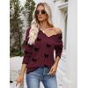 Zeagoo Women’s 2026 Fall V Neck Sweater Casual Long Sleeve Lightweight Ribbed Knit Pullover Sweaters Dressy Casual Tops(Z- Bow Burgundy)
