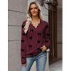 Zeagoo Women’s 2026 Fall V Neck Sweater Casual Long Sleeve Lightweight Ribbed Knit Pullover Sweaters Dressy Casual Tops(Z- Bow Burgundy)